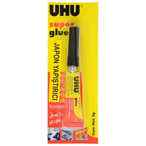 Uhu Japon Yapıştırıcı Süper Glue Jumbo 3 Gr 12 Li Kartela UHU42400 ürün görseli