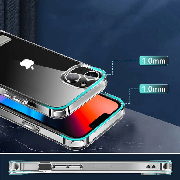Apple iPhone 14 Plus Kılıf Standlı Şeffaf Silikon Zore L-Stand Kapak - 6