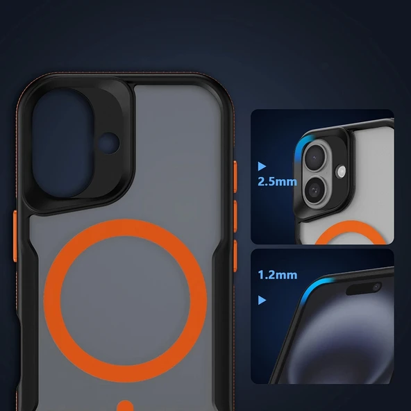 Apple iPhone 16 Plus Kılıf M-safe Şarj Özellikli Renkli Kenar Airbag Şeritli Zore Lamer Kapak - 2