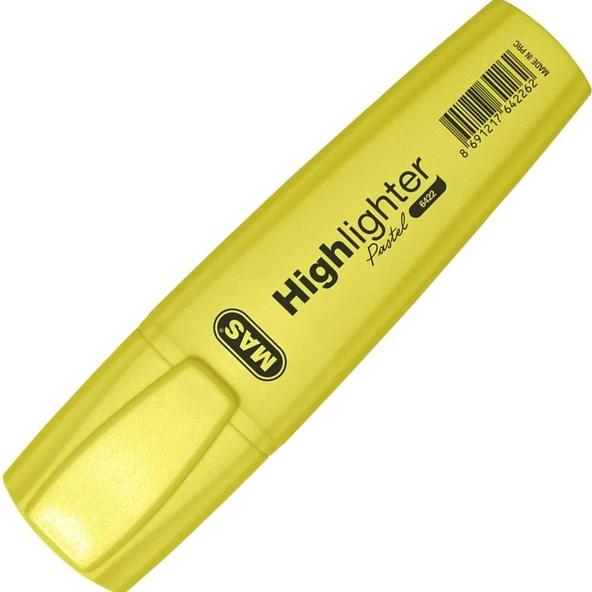 Mas Fosforlu Kalem (işaret Kalemi) Pastel Sarı 6422 (12 Li Paket) ürün görseli 1