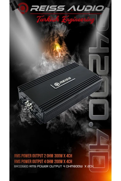 Reiss RS-P4200.4 4KANAL EFSANE SERİ OTO AMFİ ANFİ 4CH-4 OHM 200W-RMS 4 OHM BRIDGED 2CHx600W