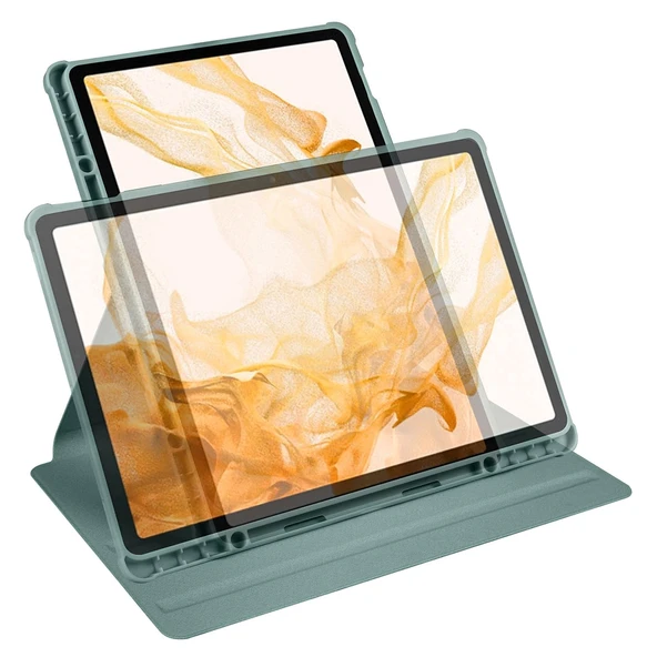 Galaxy Tab S7 FE LTE (T737-T736-T733-T730) Kılıf Zore Termik Kalem Bölmeli Dönebilen Standlı Kılıf - 7