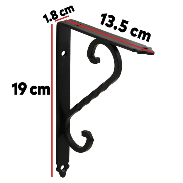 Raf Altı Raf Tutucu Ayak Ferforje Siyah 135x190 mm 2 ADET - 2