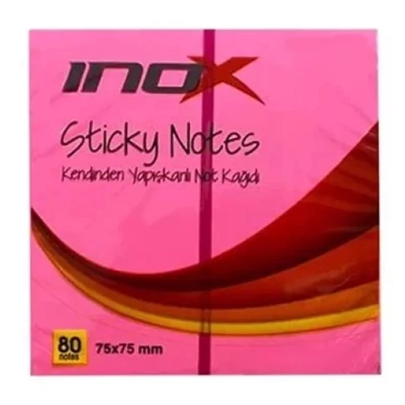 Inox Yapışkanlı Not Kağıdı Şeffaf 75x75 Pembe 09667--24 lü