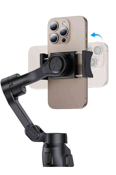 Fuchsia SF27 360° Ayarlanabilir Katlanabilir Tripodlu 3 Eksenli Bluetooth Selfie Gimbal Stabilizatör - 3