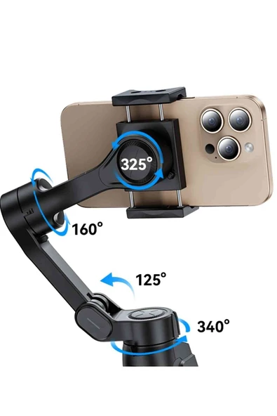 Fuchsia SF27 360° Ayarlanabilir Katlanabilir Tripodlu 3 Eksenli Bluetooth Selfie Gimbal Stabilizatör - 2