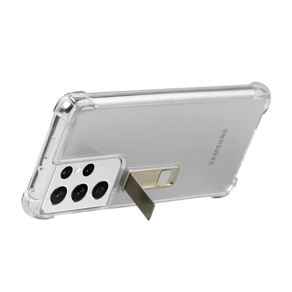 Galaxy S21 Ultra Kılıf Zore Standlı Süper Silikon Kapak - Resim 6