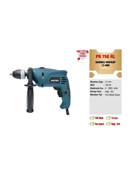 Proter Pr 750 Rl Darbeli Matkap 13 mm 750 Watt - 2