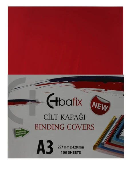 Bafix Cilt Kapağı Plastik Opak A3 160 MIC Kırmızı-100-PKT ürün görseli 1