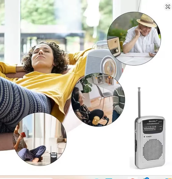 KK19 AM FM Taşınabilir Radyo Pille Çalışan Çift Bantlı Radyo Teleskopik Antenli Müzik Çalar Retro Radyo Dahili Hoparlör - 2