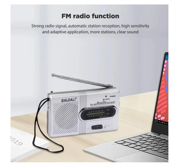 Radyo AM FM pil işletilen taşınabilir cep radyo kıdemli Mini radyo alıcısı tam dalga bandı çok fonksiyonlu dahili hoparlör - 2