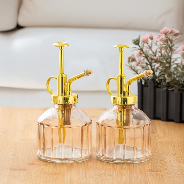 Perotti 15733 2'li Pembe Vintage Cam Bitki Sulama Şişesi Oda Kokusu Dağıtıcı Cam Dağıtıcı Sprey 250ml - 2