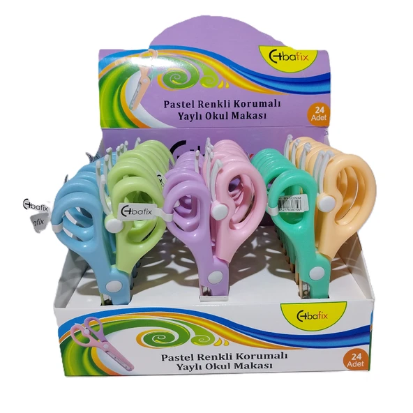 Bafix Okul Makası Korumalı Yaylı 13,5 Cm Pastel Renkli BFX-SA2050-M - 2