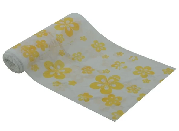 Kullan At Plastik Masa Örtüsü Su Yağ Geçirmez 100x150cm Sofra Kağıdı 15 Metre Sarı Beyaz