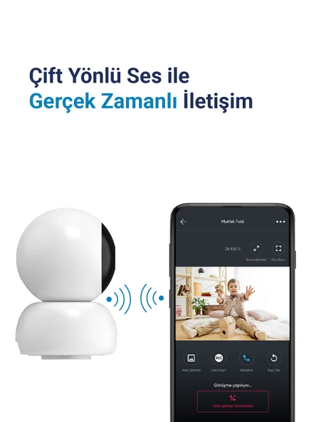 Hybrone Omni Hareketli Wi-Fi Akıllı Kamera, 360 Görüntüleme, Akıllı Hareket Takibi, Ses Algılama - 5