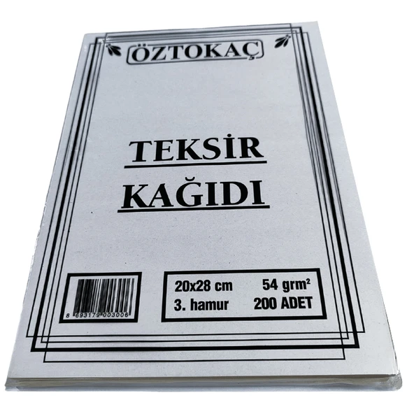 Öztokaç Teksir Kağıdı 20 X 28 Cm 3. Hamur 54 Gr 200'lü Paket - 3