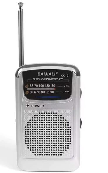 KK19 AM FM Taşınabilir Radyo Pille Çalışan Çift Bantlı Radyo Teleskopik Antenli Müzik Çalar Retro Radyo Dahili Hoparlör - 1