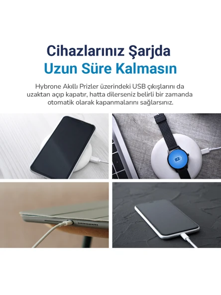 Hybrone Usb Ve Type-c Girişli Akım Korumalı Wi-fi Akıllı Priz, Adaptör, 16 Amper, Enerji İzleme - 4