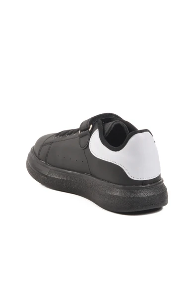 Ayakmod Siyah Beyaz Cırtlı Bağcıklı Erkek Çocuk Spor Ayakkabı 160 F - Resim 4