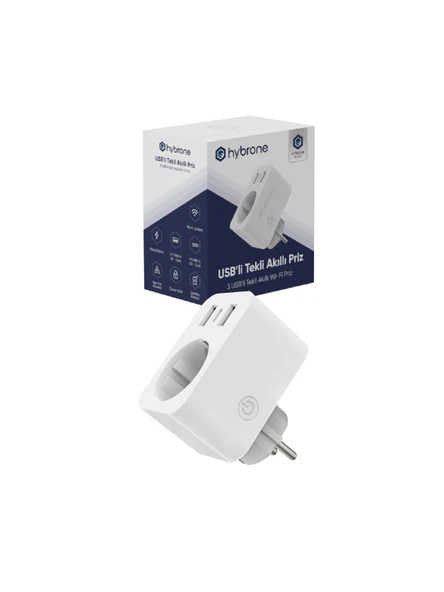 Hybrone Usb Ve Type-c Girişli Akım Korumalı Wi-fi Akıllı Priz, Adaptör, 16 Amper, Enerji İzleme