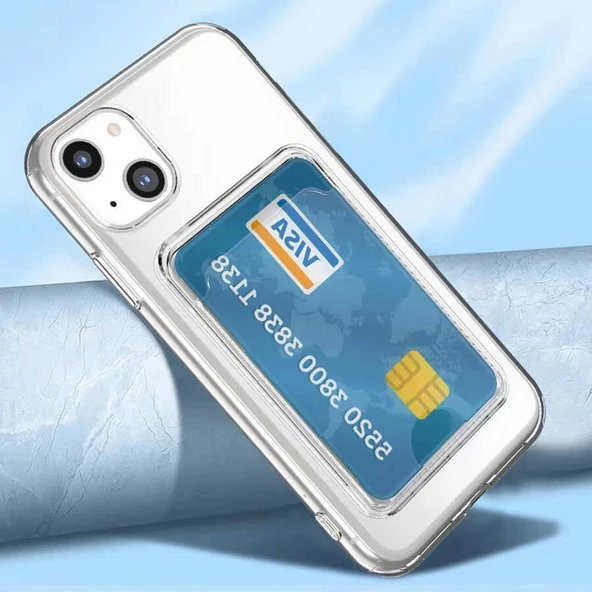 Apple iPhone 14 Plus Kılıf Kartlıklı Şeffaf Zore Setra Clear Silikon Kapak - 2