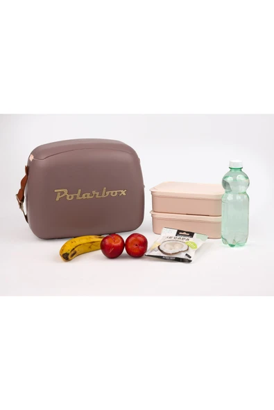 Polarbox  Prinkstyle Ondas %100 Pamuk ve Deri Kayışlı Mauve Gold Soğuk ve Sıcak Tutucu Yemek Çantası 6 Lt - 8
