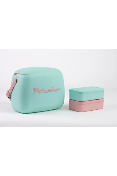 Polarbox  Deri Kayışlı Turkuaz Pembe Soğuk ve Sıcak Tutucu Yemek Çantası 6 Lt - 2