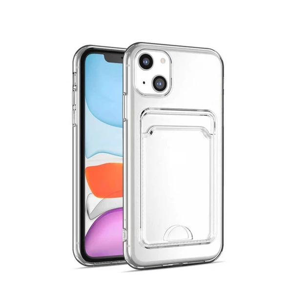 Apple iPhone 14 Plus Kılıf Kartlıklı Şeffaf Zore Setra Clear Silikon Kapak - 4
