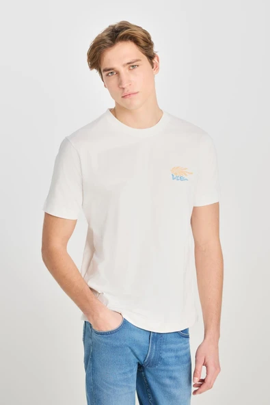Regular Fit Grafik Baskılı T-shirt Ecru Ecru XL