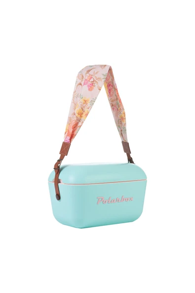Polarbox  Prinkstyle Flower Classic Deri Kayışlı Turkuaz Pembe Soğuk ve Sıcak Tutucu Thermo Çanta 20 Lt