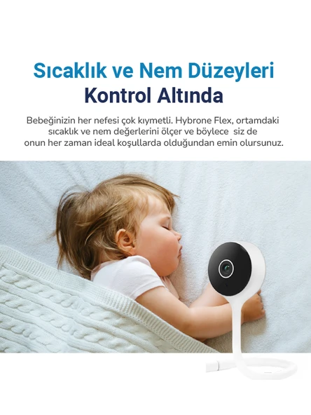 Hybrone Flex Wi-Fi Akıllı Bebek Kamerası, Ağlama Algılama, Ninni Çalma, Sıcaklık ve Nem Ölçümü - 5