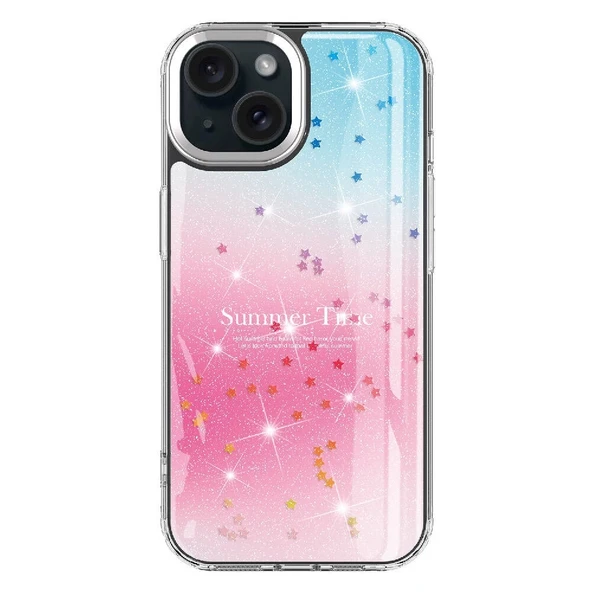 Apple iPhone 15 Plus Kılıf Simli Desenli Parlak Zore Task Kapak - 2