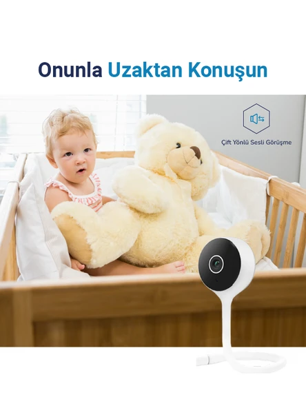 Hybrone Flex Wi-Fi Akıllı Bebek Kamerası, Ağlama Algılama, Ninni Çalma, Sıcaklık ve Nem Ölçümü - 4