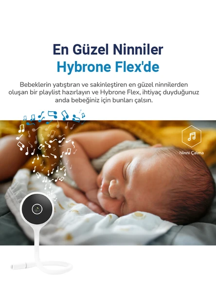 Hybrone Flex Wi-Fi Akıllı Bebek Kamerası, Ağlama Algılama, Ninni Çalma, Sıcaklık ve Nem Ölçümü - 3
