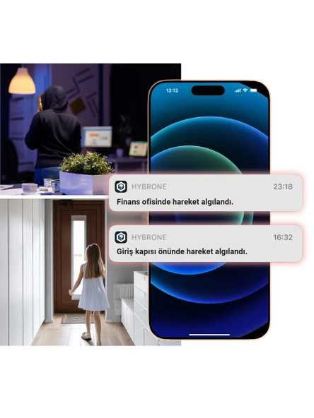 Hybrone Akıllı Wi-Fi Hareket Sensörü, Uzaktan Kontrol, 9 Metre Algılama Mesafesi - 4