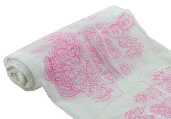 Kullan At Plastik Masa Örtüsü Su Yağ Geçirmez 100x150cm Sofra Kağıdı 15 Metre Pembe Desenli