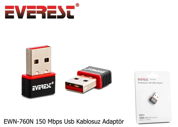 Everest EWN-760N 150 Mbps Usb Kablosuz Adaptör - 1