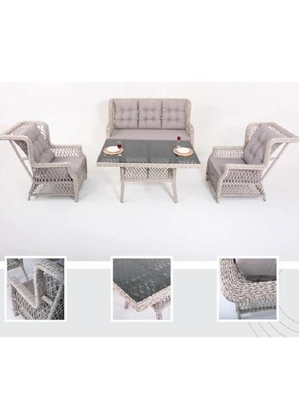 Flexy 1164 Rattan Eyfel 3lü Takım (3+1+1) - 2