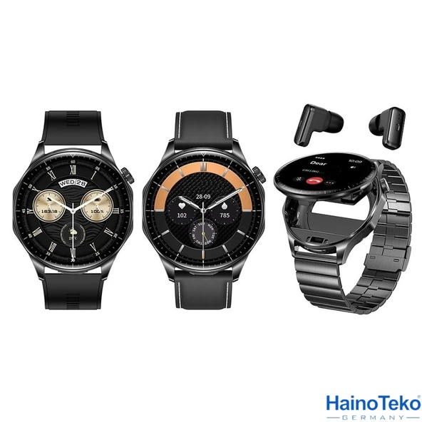 Haino Teko Watch Ultra 12 Amoled Ekran WaterProof Akıllı Saat 3 Kordonlu Siyah - 4