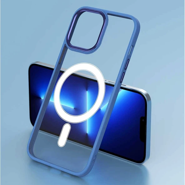 Apple iPhone 14 Plus Kılıf Wireless Şarj Özellikli Zore Krom M-safe Silikon Kapak - 9
