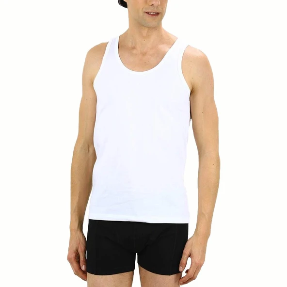 3 Adet Çift Kaplan Erkek Elastanlı Atlet Beyaz 917 ürün görseli