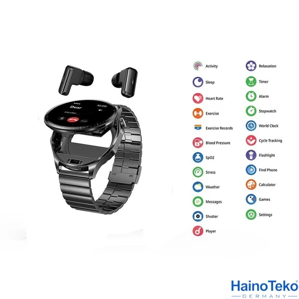 Haino Teko Watch Ultra 12 Amoled Ekran WaterProof Akıllı Saat 3 Kordonlu Siyah - 5
