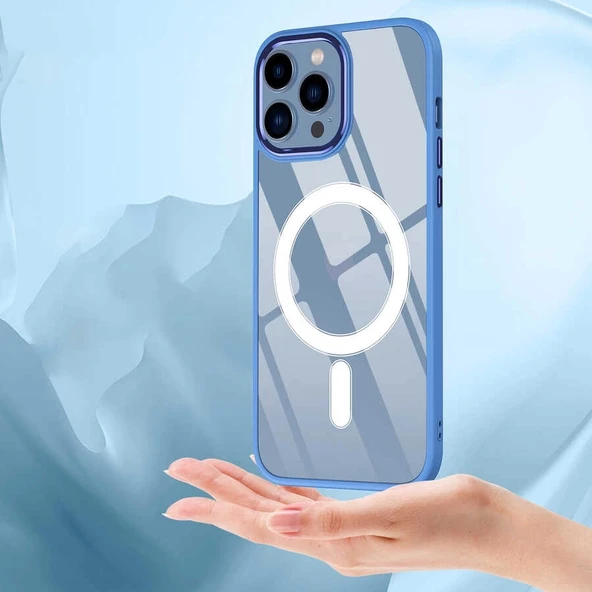 Apple iPhone 14 Pro Max Kılıf Wireless Şarj Özellikli Zore Krom M-safe Silikon Kapak - 7