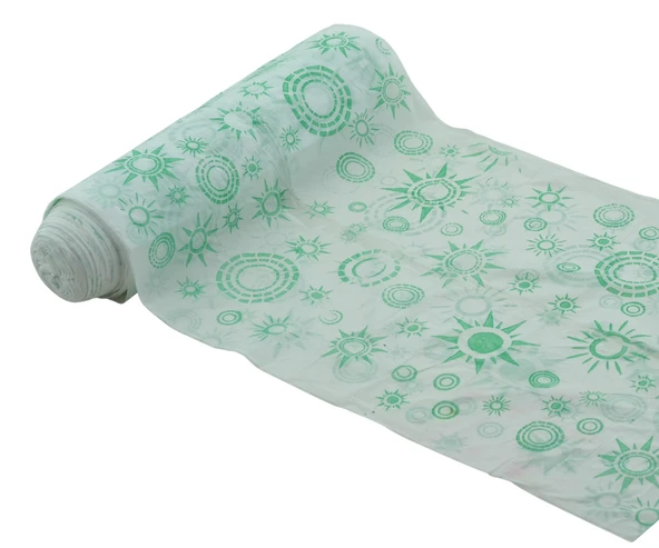 Kullan At Plastik Masa Örtüsü Su Yağ Geçirmez 100x150cm Sofra Kağıdı 15 Metre Yeşil Beyaz Desenli
