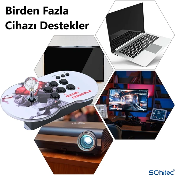 ScHitec 4K Arcade Oyun Konsolu Pandora 10000 Retro Oyunlu 2 Oyuncu Joystick - 4