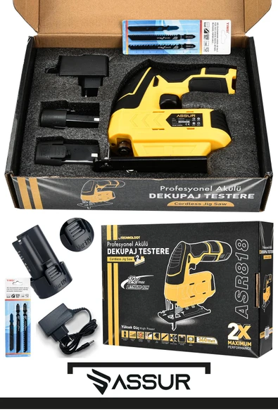 Assur Profesyonel 12 V Çift Akülü Şarjlı Dekupaj Testere Makinesi - 2