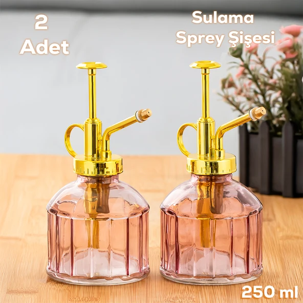 Perotti 15733 2'li Mor Vintage Cam Bitki Sulama Şişesi Oda Kokusu Dağıtıcı Cam Dağıtıcı Sprey 250ml