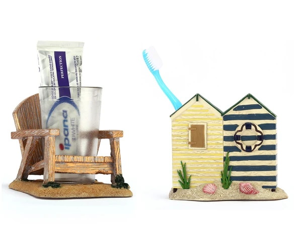 DİŞ FİRCALIK VE MACUN KABİ 2 Lİ BANYO SETİ,DENİZ ESİNTİSİ  POLİRESİN ürün görseli