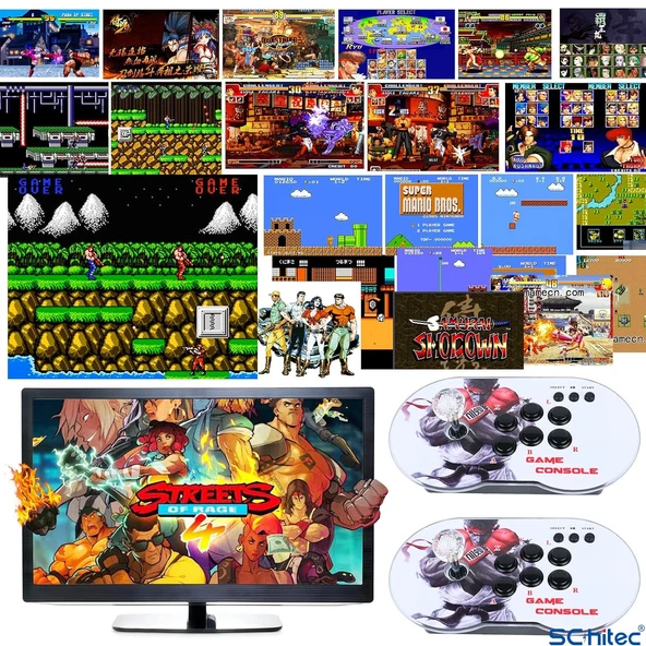 ScHitec 4K Arcade Oyun Konsolu Pandora 10000 Retro Oyunlu 2 Oyuncu Joystick - 6