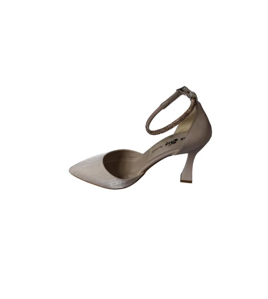 YAZKIŞ Kadın Saten Ten Gümüş Siyah Bilekden Bağlama 9cm Şamdan Topuk Sivri Burun Abiye Ayakkabı - Resim 12